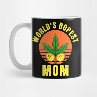 Worlds Dopest Mom - 420 retro Sunset Family Matching Apparel Mug